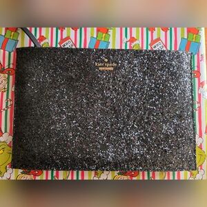 KATE SPADE Cameron Street Glitter Sima white black clutch handbag